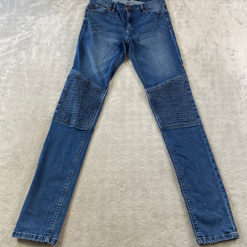 Karl Lagerfeld Paris Jeans Womens 10 US 30 Blue Moto Skinny Ribbed Whiskers
